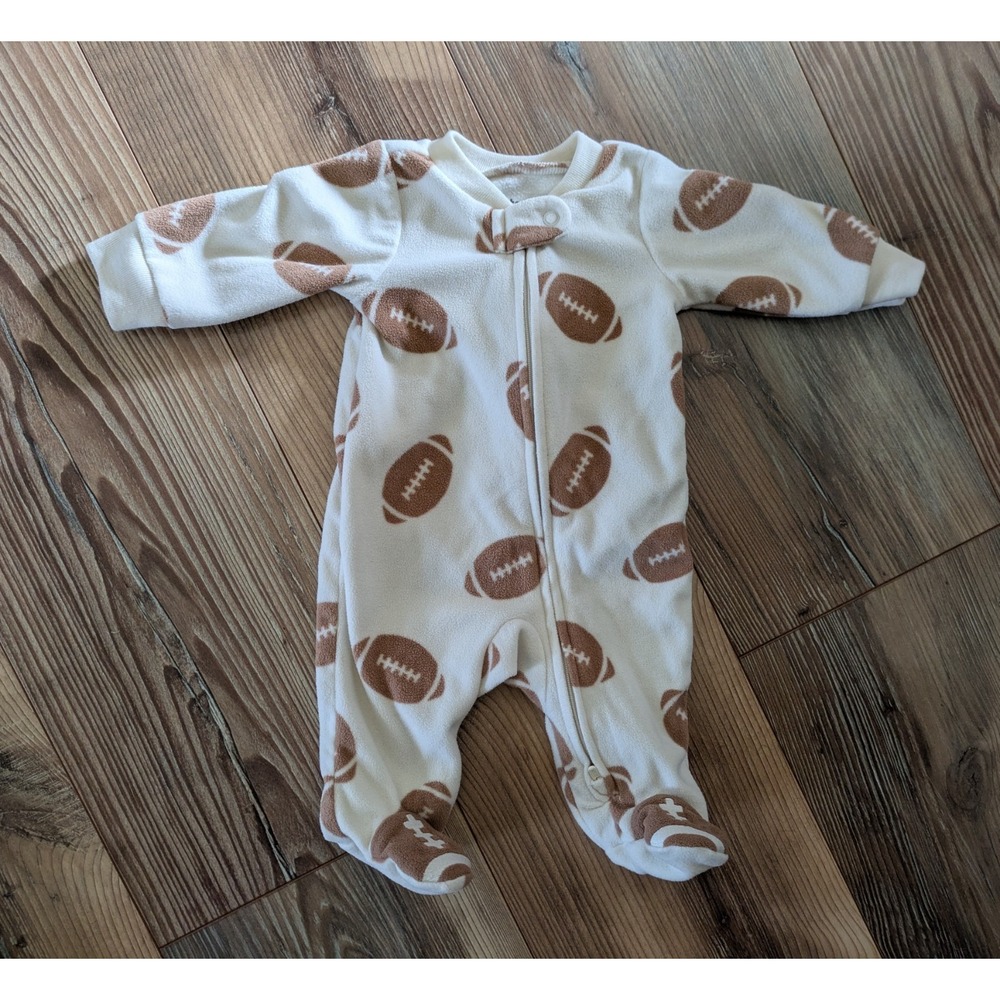 Carter's Newborn Football Fleece Footed Zip Sleeper One Piece Long Sleeve